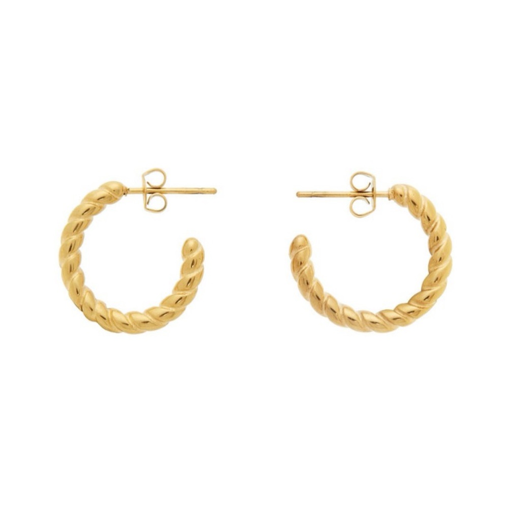 NWOT Sporty & Rich Twisted Hoop Earrings in Yellow Gold